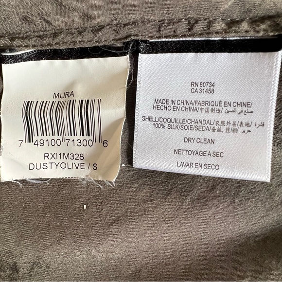 BCBGMAXAZRIA 'Mura' Sleeveless Silk Top w/ Fringe (Dusty Olive) Small $168 - Picture 5 of 6